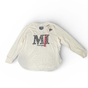 State of Mine Cream Long Sleeve Sweater with MI Graphic